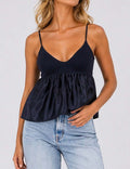 Ladies Chic Spaghetti Strap V Neck Babydoll Cami Top