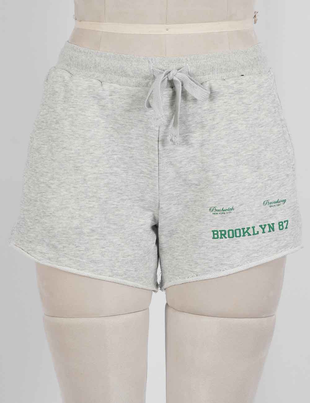 Ladies Letter Print Drawstring Elastic Waist Wide Leg Shorts