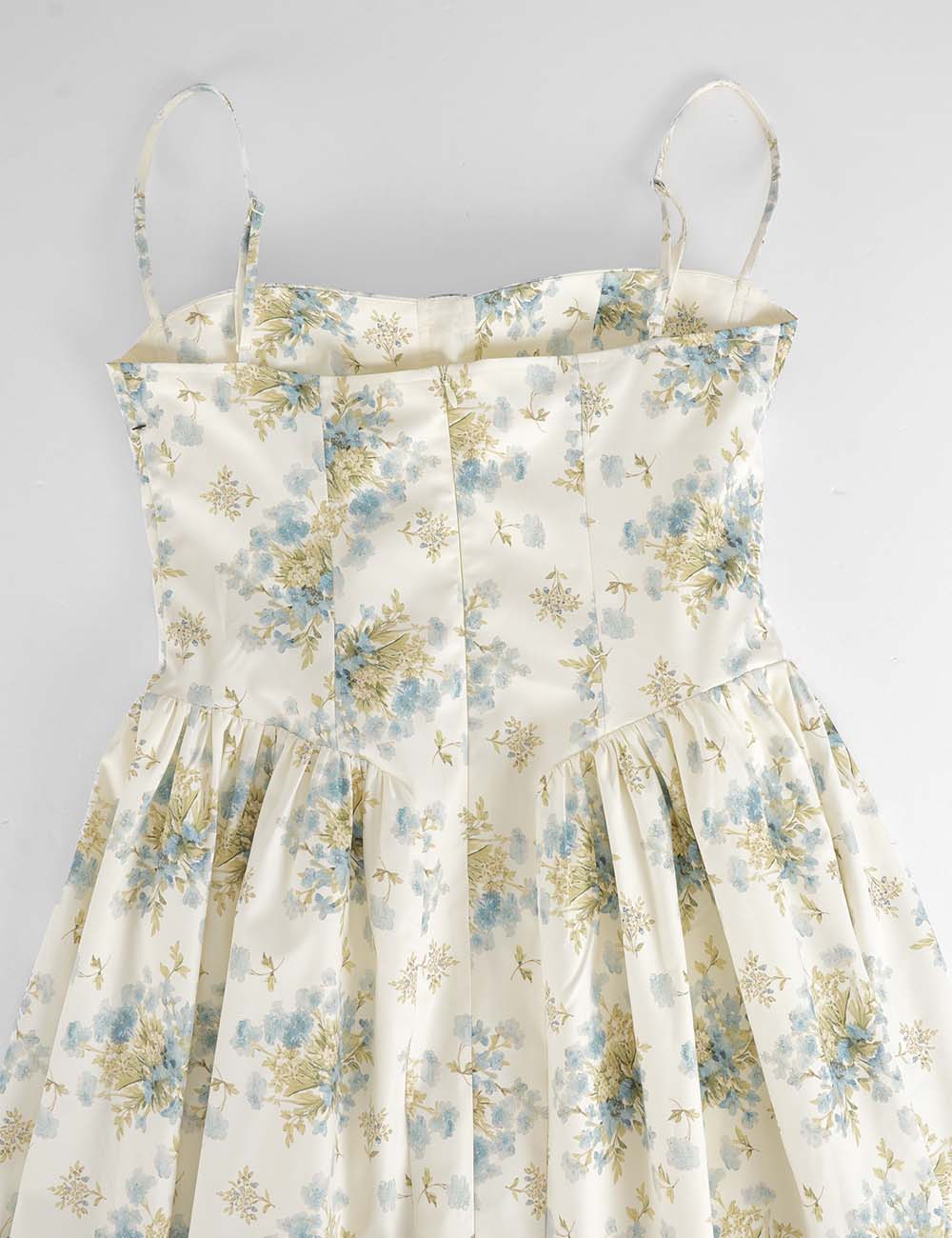 Ladies Floral Print Corset Spaghetti Strap Midi Dress