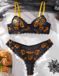 Ladies Sexy Pumpkin Skull Print Lingerie Set