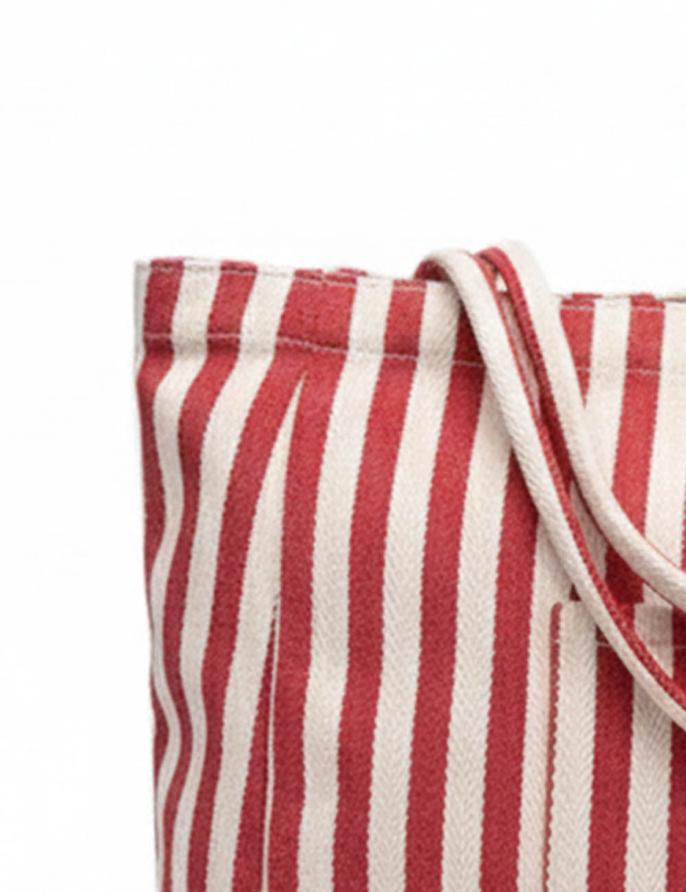 Ladies Striped Double Pocket Large Capacity Canvas Tote Bag