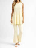 Ladies Casual Loose Tank Top & Flared Pants 2PCS Matching Set
