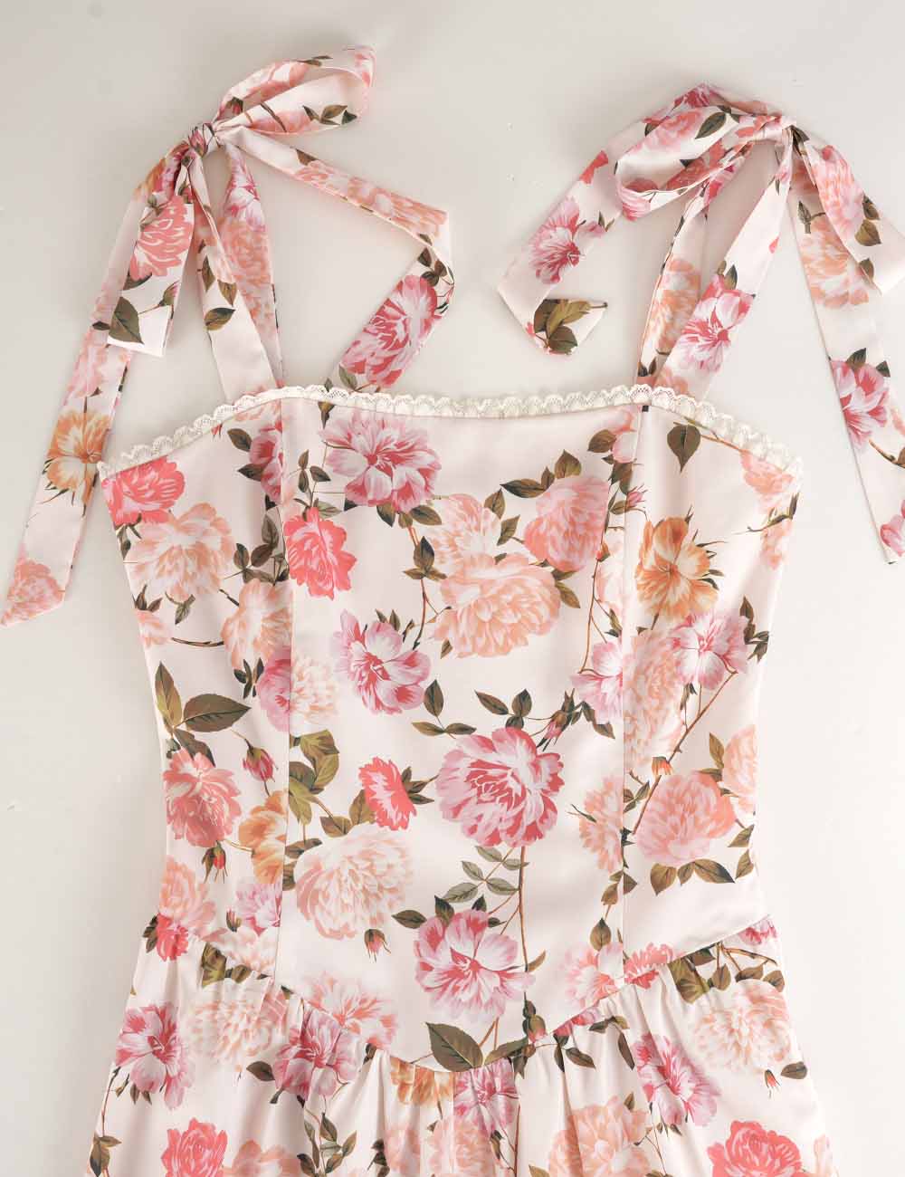 Ladies Floral Print Strap Shoulder Midi Dress