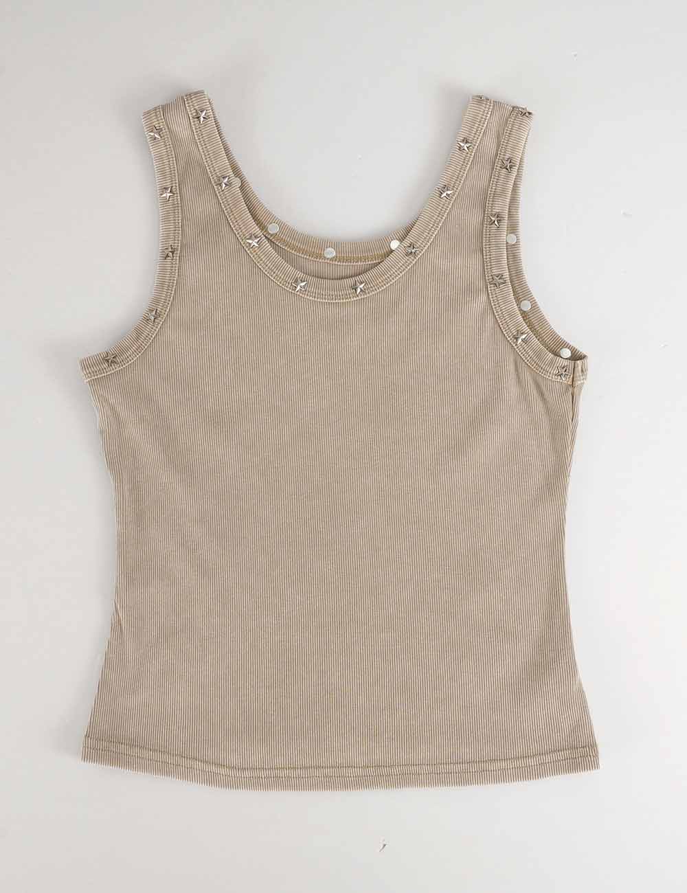 Ladies Chic Star Stud Ribbed Tank Top