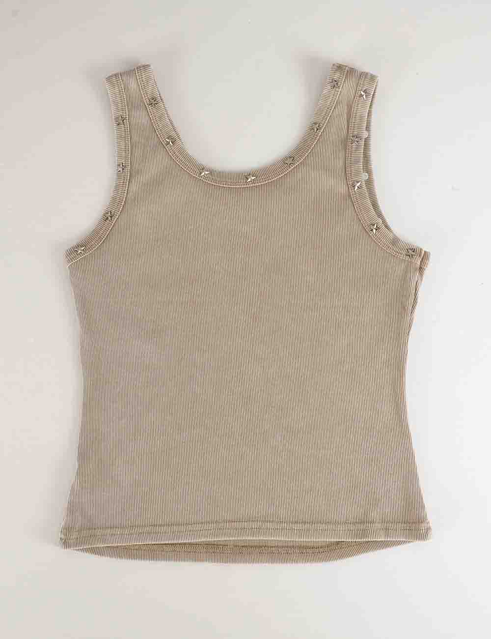 Ladies Chic Star Stud Ribbed Tank Top
