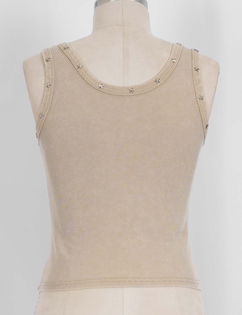 Ladies Chic Star Stud Ribbed Tank Top