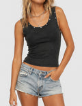 Ladies Chic Star Stud Ribbed Tank Top
