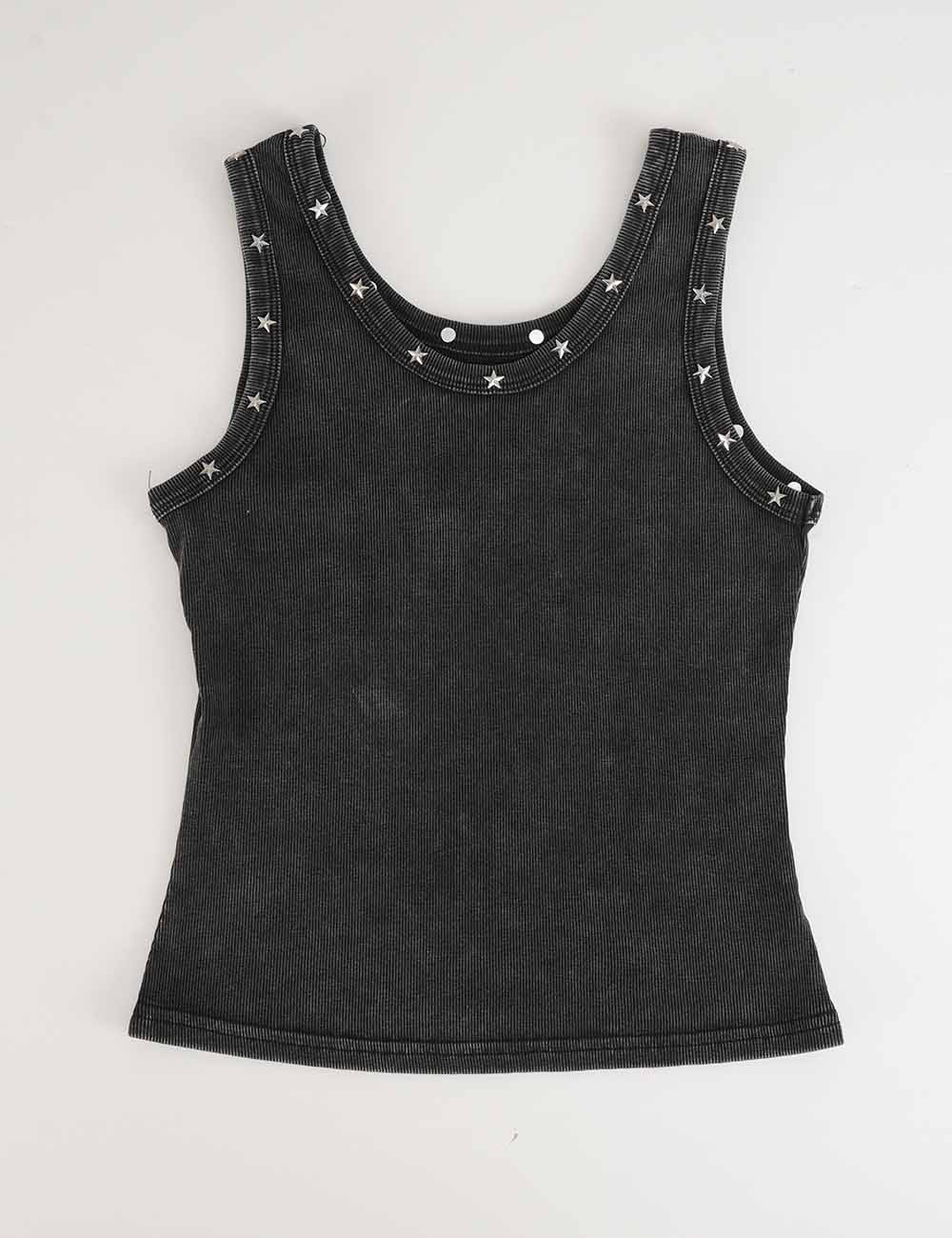 Ladies Chic Star Stud Ribbed Tank Top