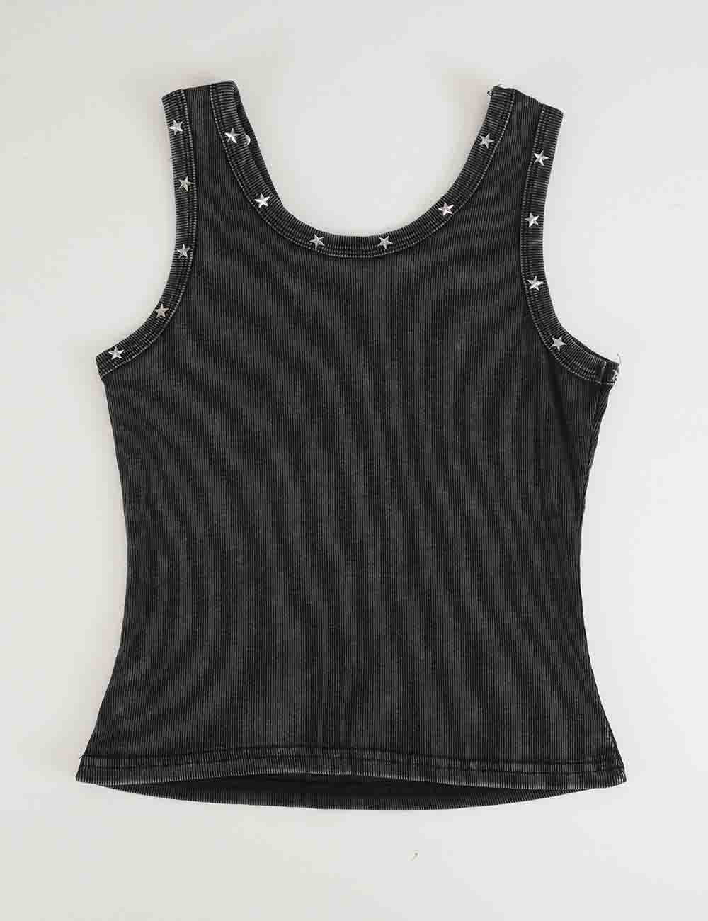 Ladies Chic Star Stud Ribbed Tank Top