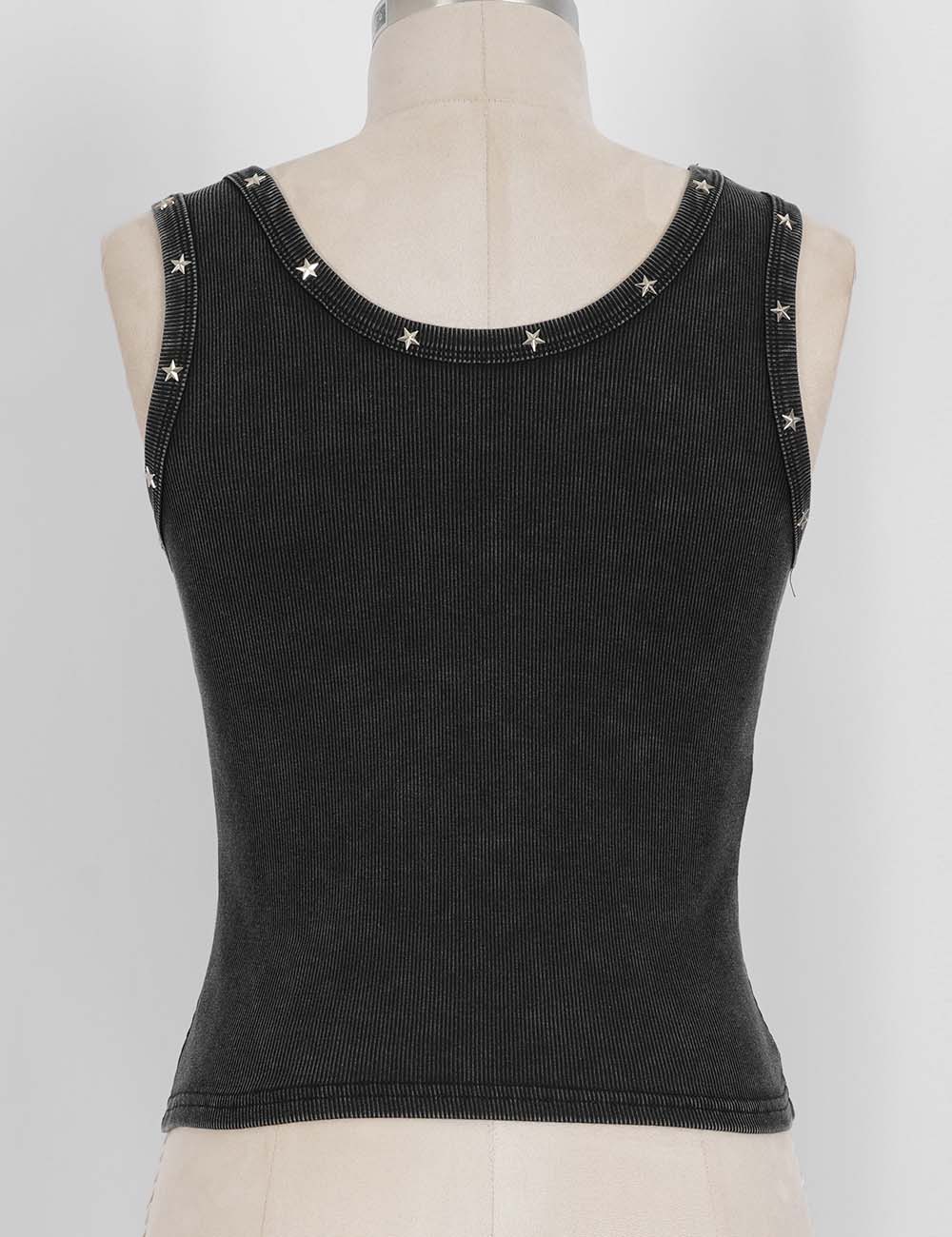 Ladies Chic Star Stud Ribbed Tank Top