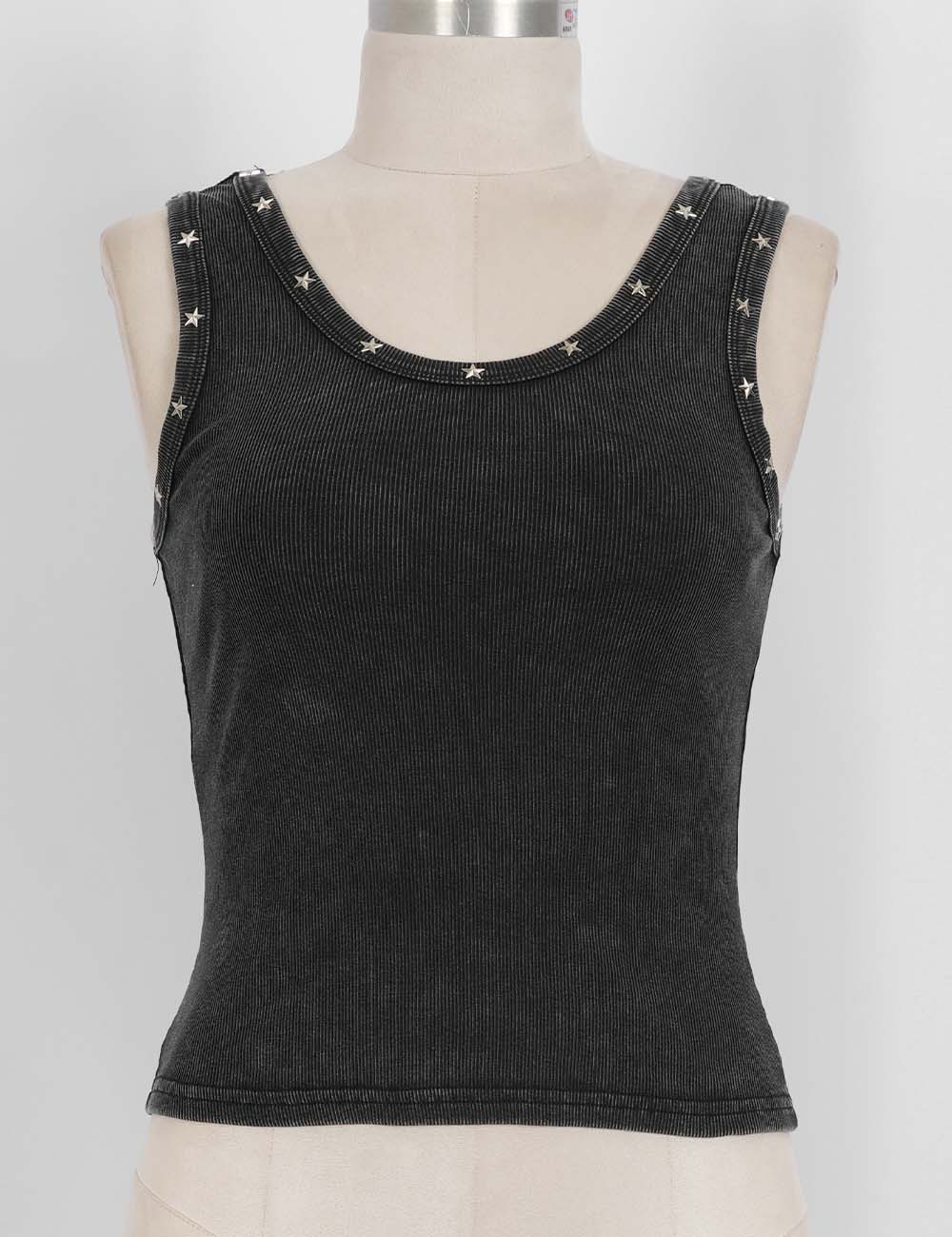 Ladies Chic Star Stud Ribbed Tank Top