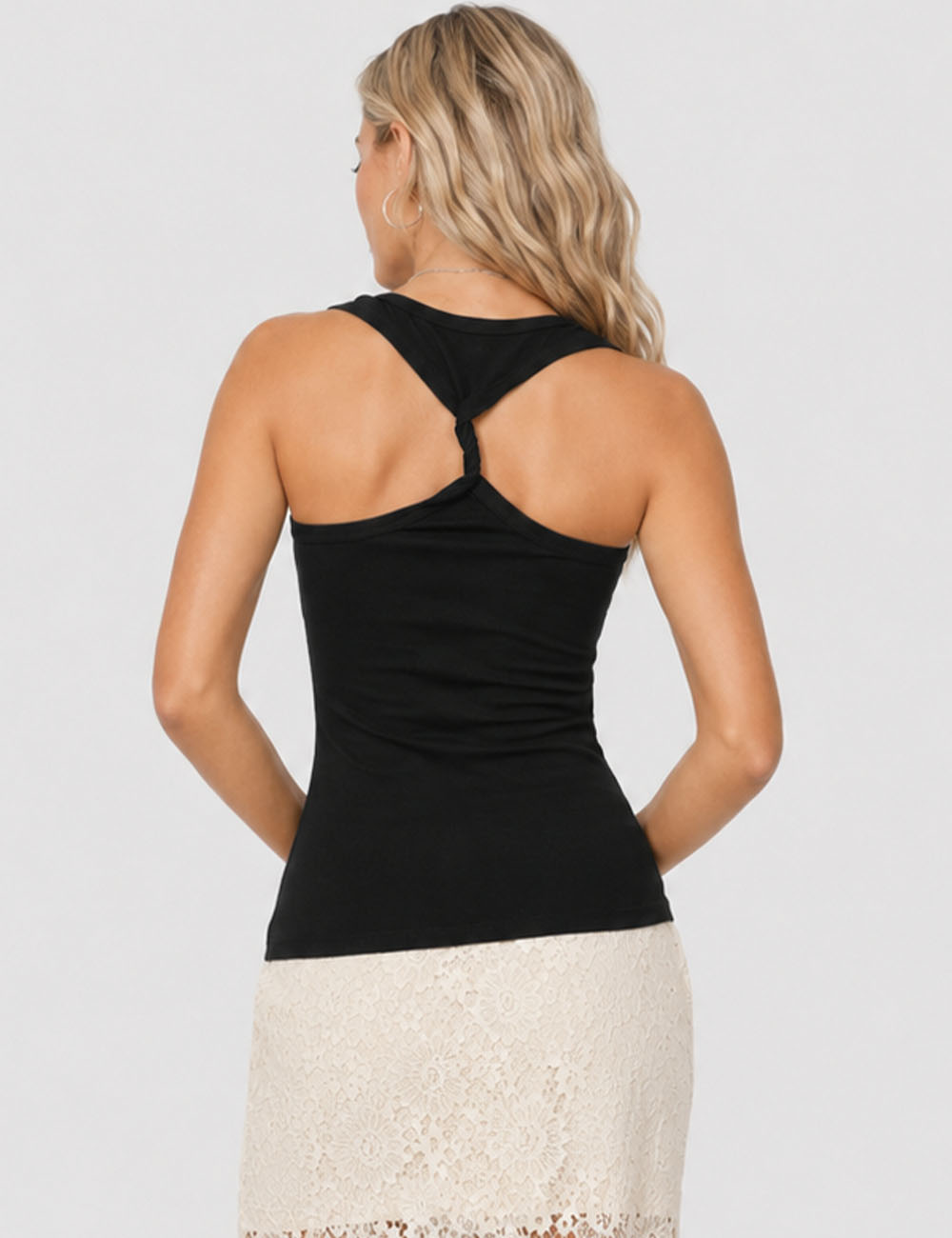 Ladies Chic Rhinestone Chain Detail Racerback Tank Top