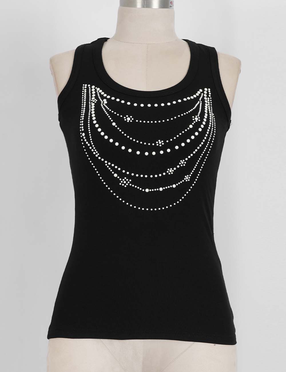 Ladies Chic Rhinestone Chain Detail Racerback Tank Top