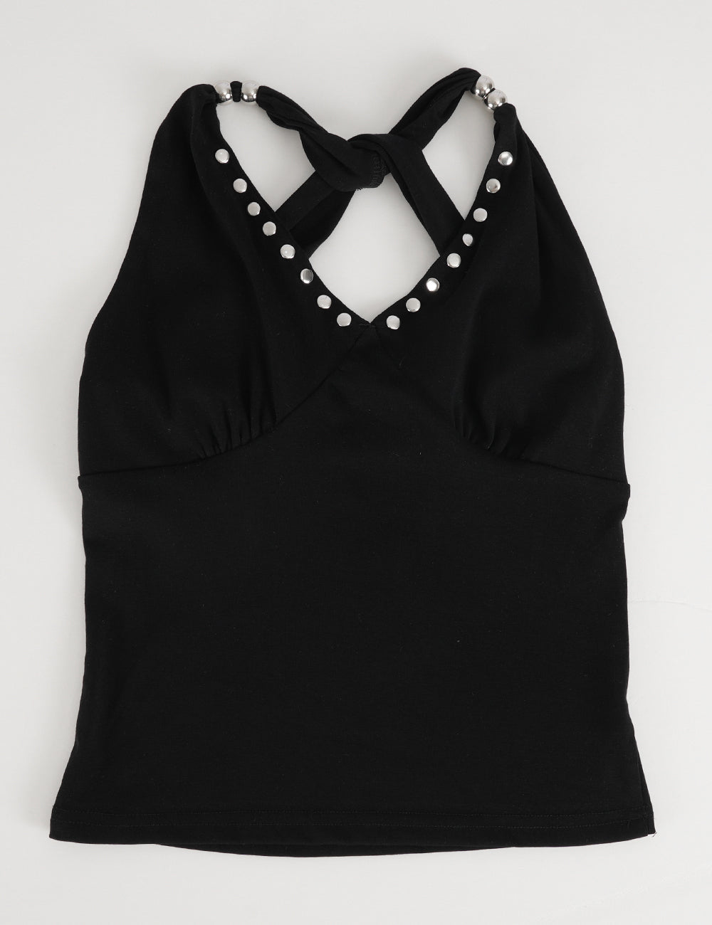 Ladies Chic Metal Stud Halter Neck Sleeveless Top
