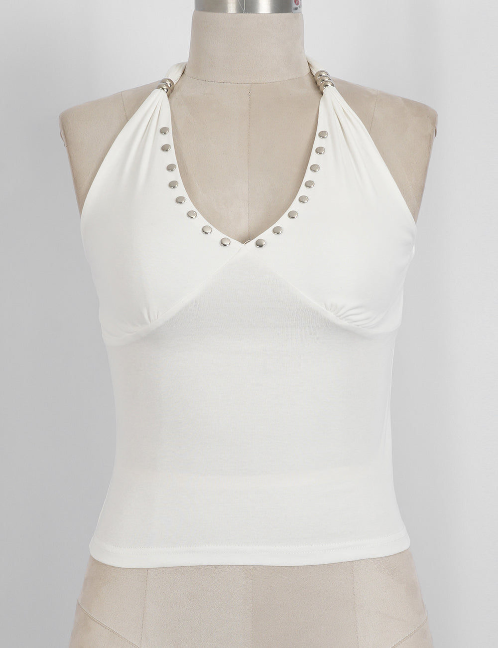 Ladies Chic Metal Stud Halter Neck Sleeveless Top