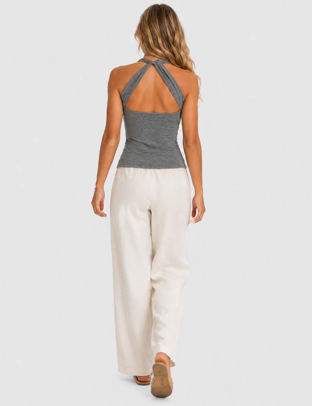 Ladies Chic Metal Stud Halter Neck Sleeveless Top