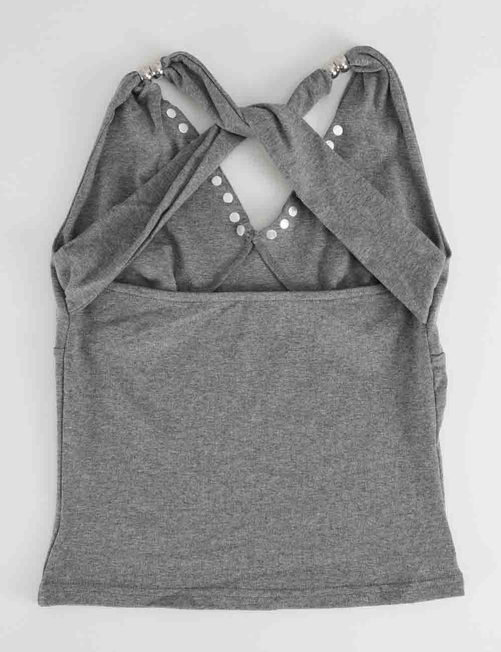 Ladies Chic Metal Stud Halter Neck Sleeveless Top