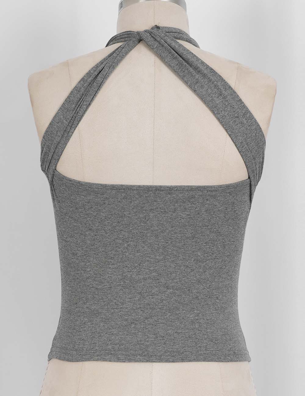 Ladies Chic Metal Stud Halter Neck Sleeveless Top
