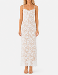Ladies Chic Floral Embroidery Lace Spaghetti Strap Maxi Dress