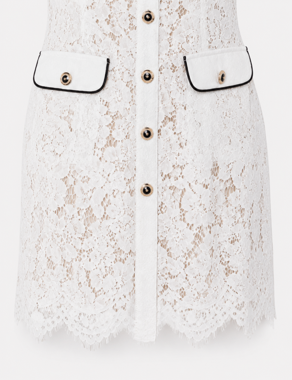 Ladies Chic Shirt Collar Lace Hollow-Out Short Sleeves Mini Dress