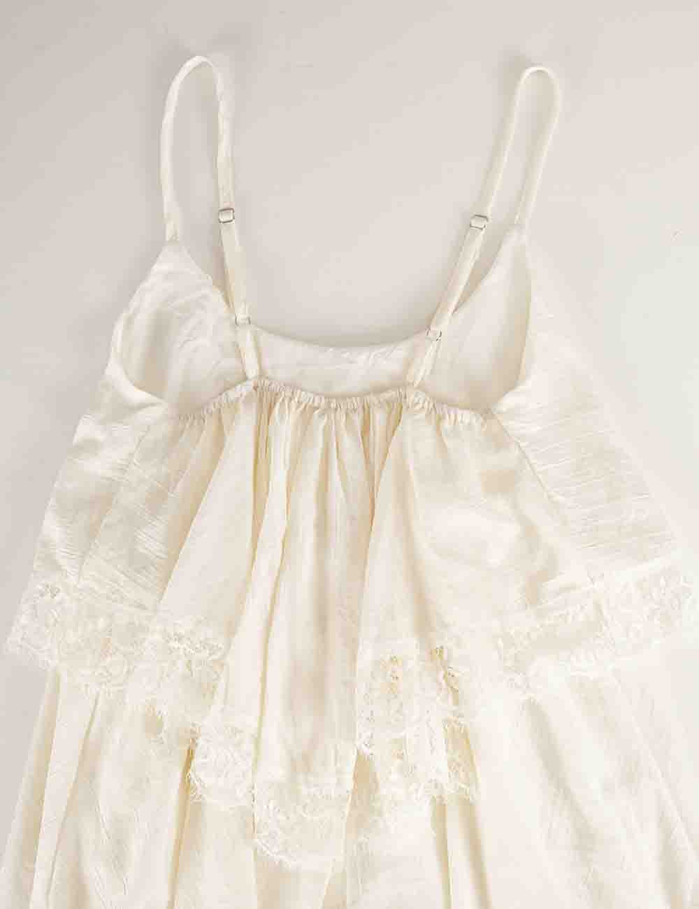 Ladies Lace Trim Irregular Layered Hem Cami Top