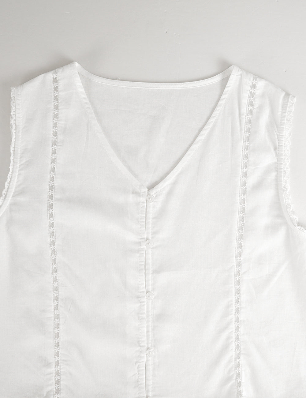 Ladies Scarf Neck Ruffle Hem Button Sleeveless Top