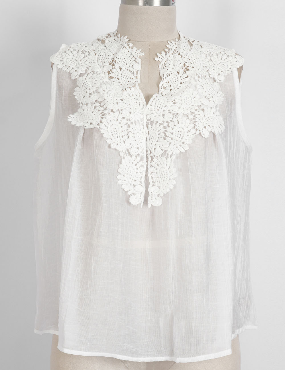 Ladies Floral Lace Applique V-Neck Sleeveless Top
