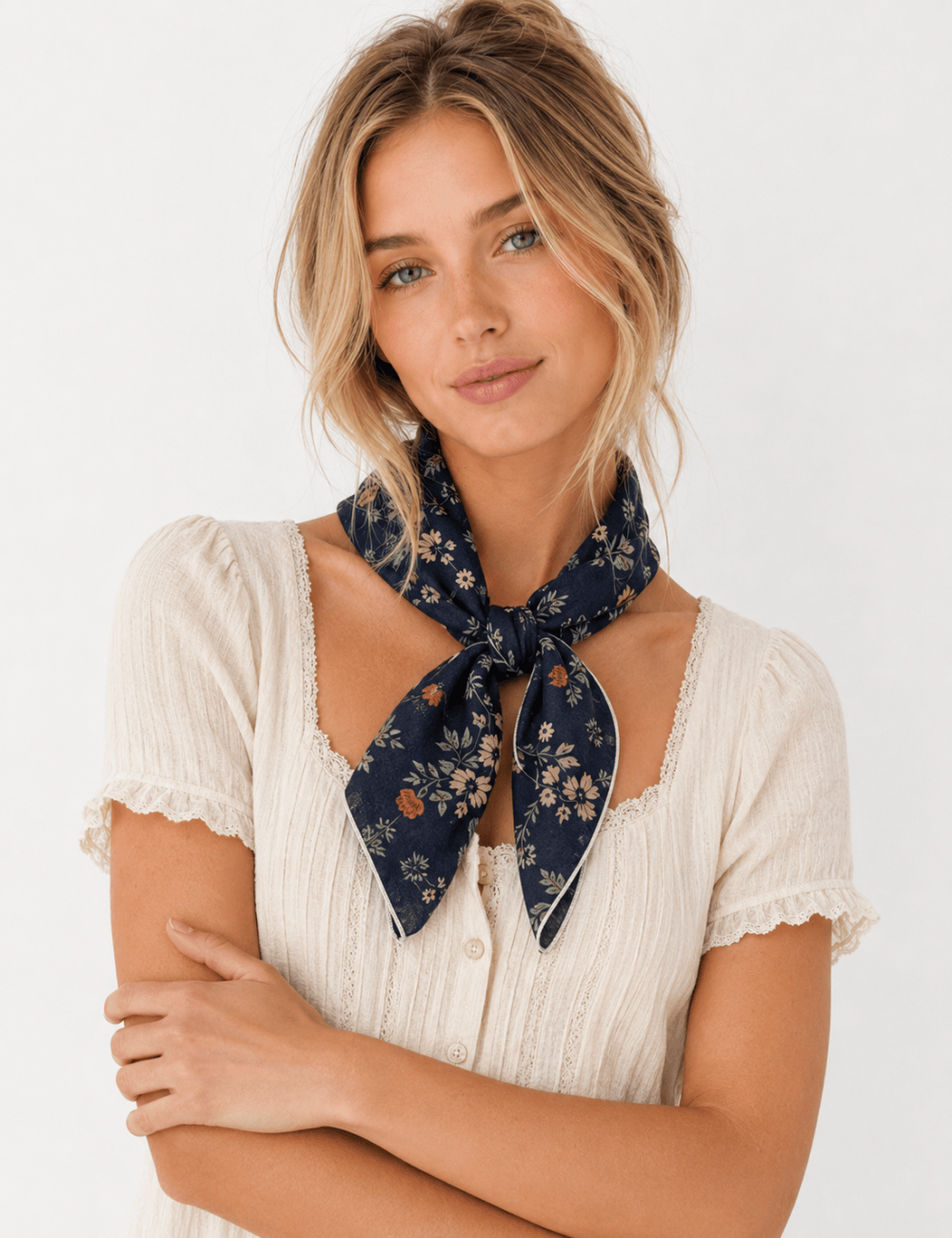 Ladies Casual Floral Print Cotton-Linen Bandana Scarf