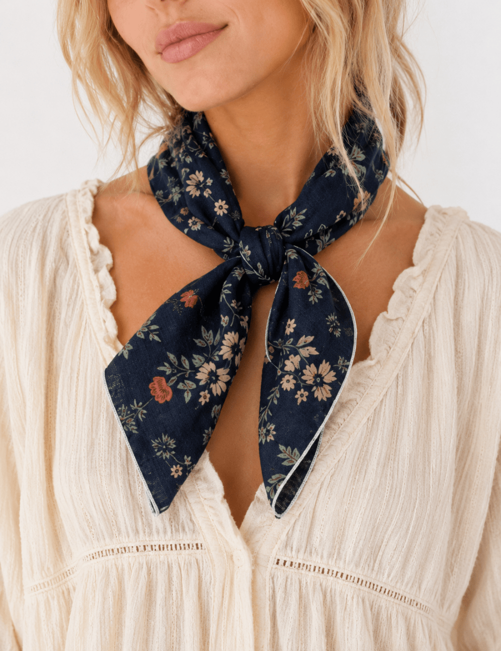 Ladies Casual Floral Print Cotton-Linen Bandana Scarf