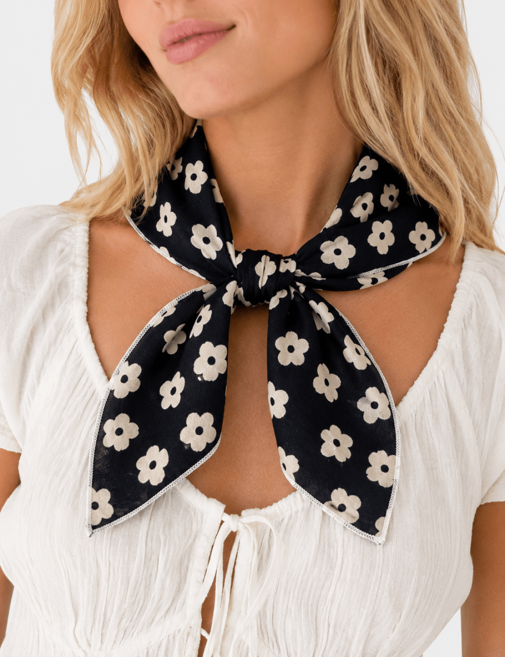 Ladies Casual Floral Print Cotton-Linen Bandana Scarf