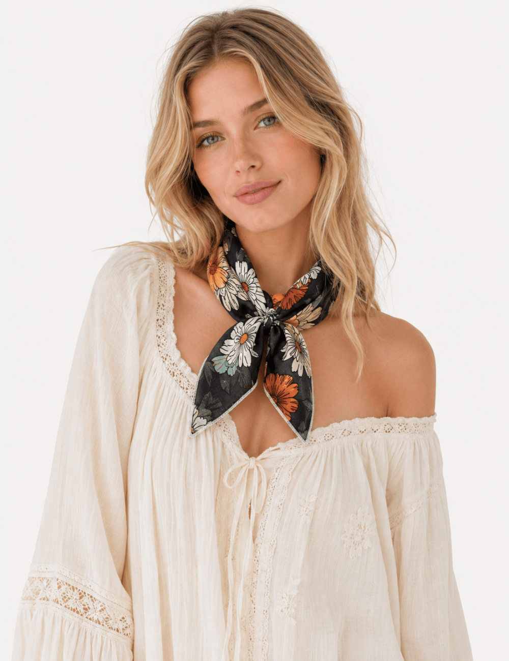 Ladies Casual Wild Daisy Cluster Bandana Scarf