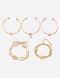 Ladies Zinc Alloy Starfish & Shell Stackable Bracelet Set