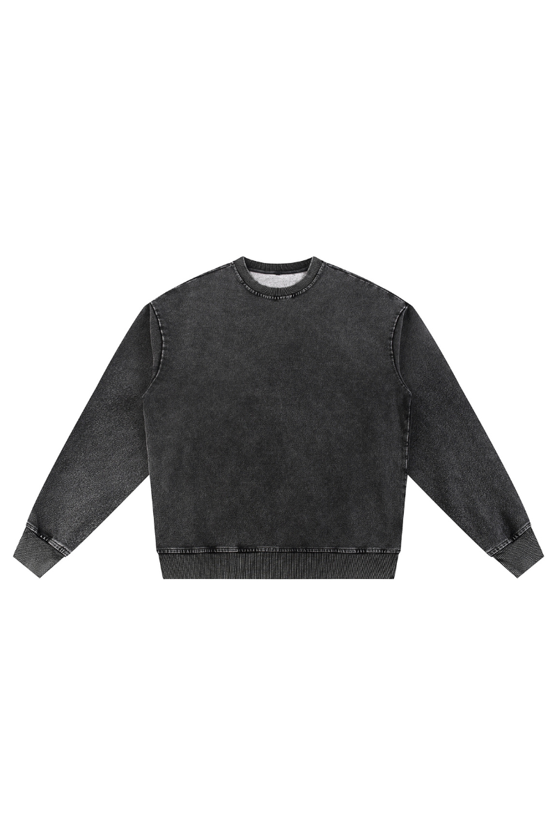 Men Fall Clothing Heavy Knit Denim Washed Sweatshirt
