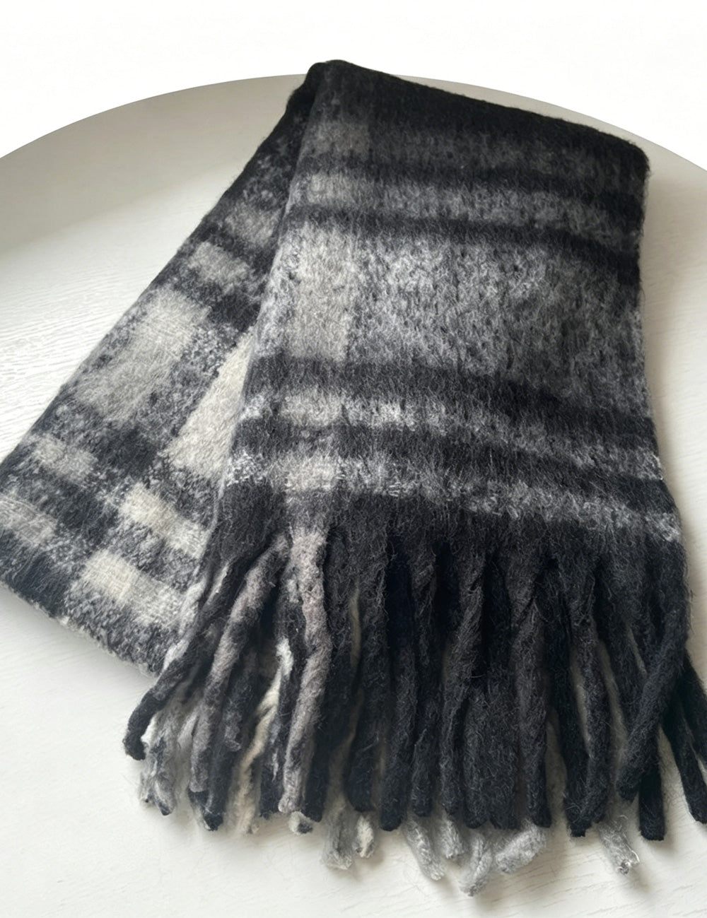 Ladies Check Fringe Long Scarf