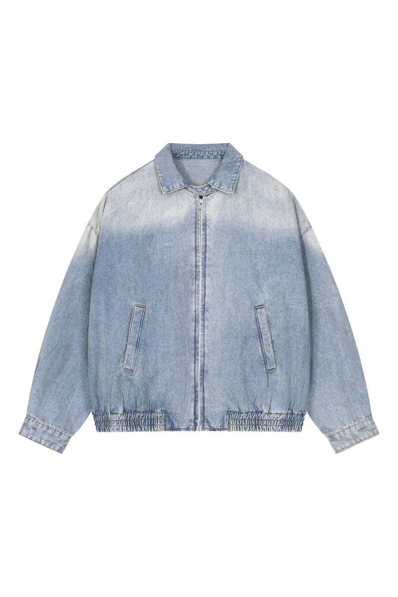 Men's Fall Clothing Gradient-Wash Denim Bomber Jacket