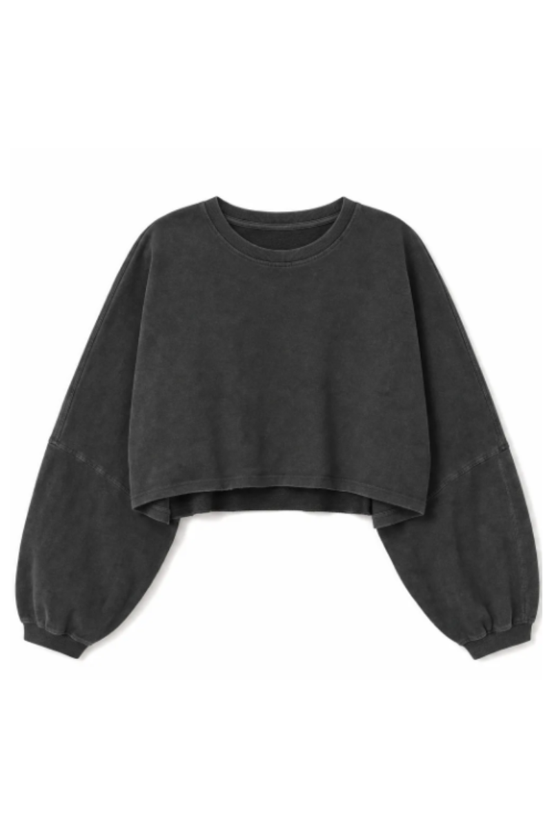 Women Spring Lightweight Cropped Batwing Long Sleeve Top