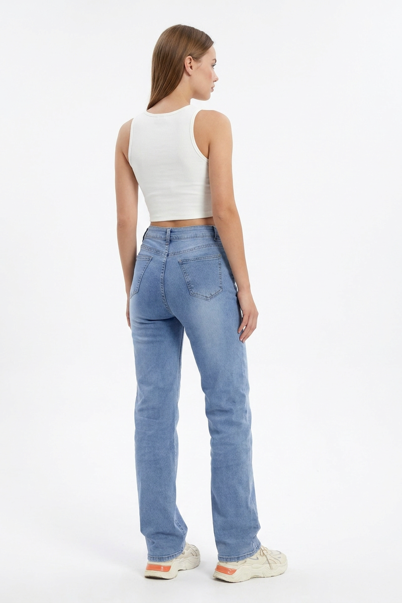 Women's Vintage High Waist Stretch Straight Leg Jeans