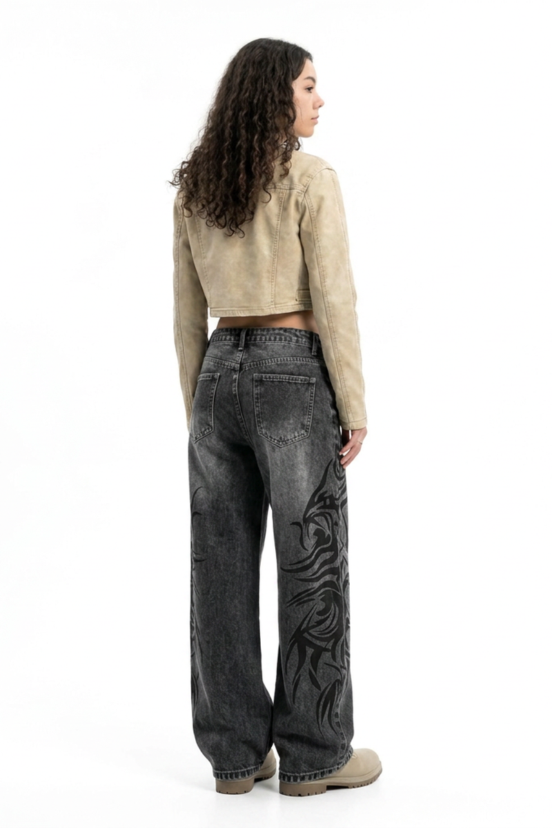 Women's High Waist Washed Stretch Wide Leg Jeans