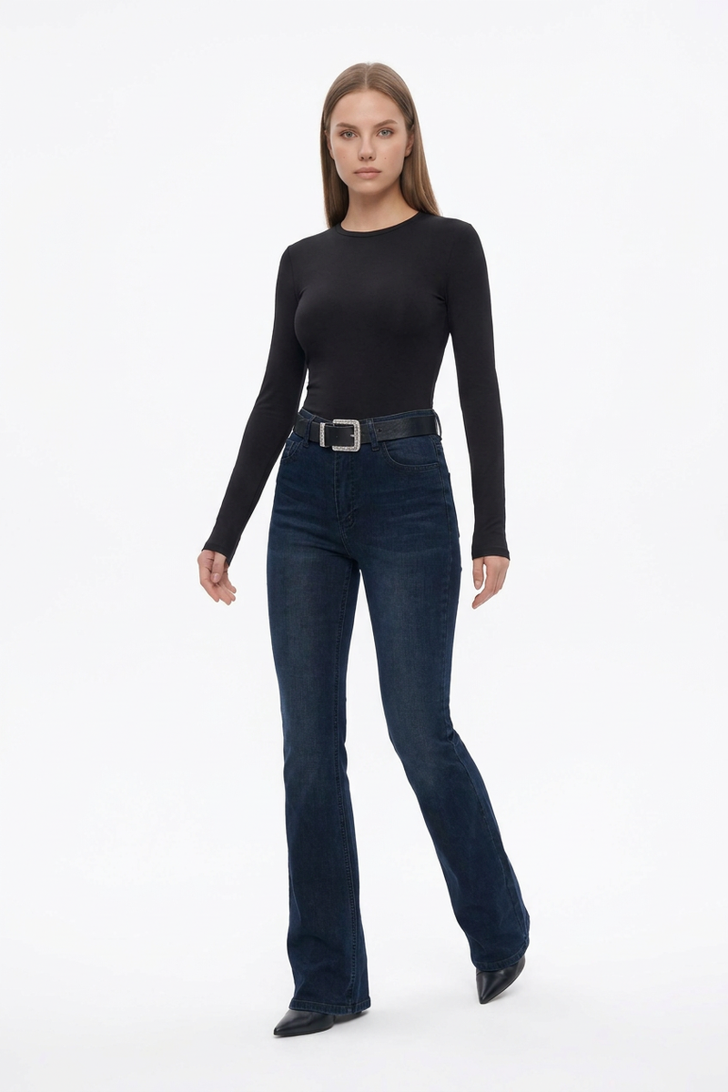 Women's Classic Washed High Waist Flare Jeans