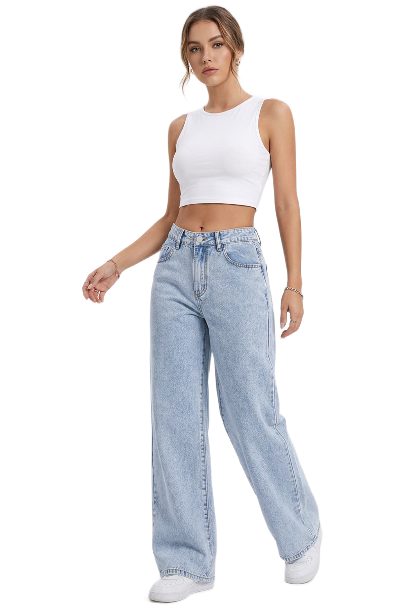 Women's Vintage Wash Loose Wide Leg Jeans