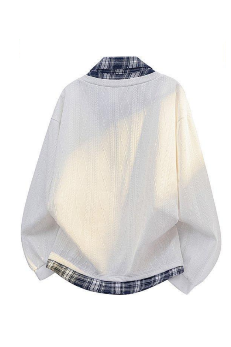 Men's Fall Clothing Plaid-Collar Layered Sweatshirt