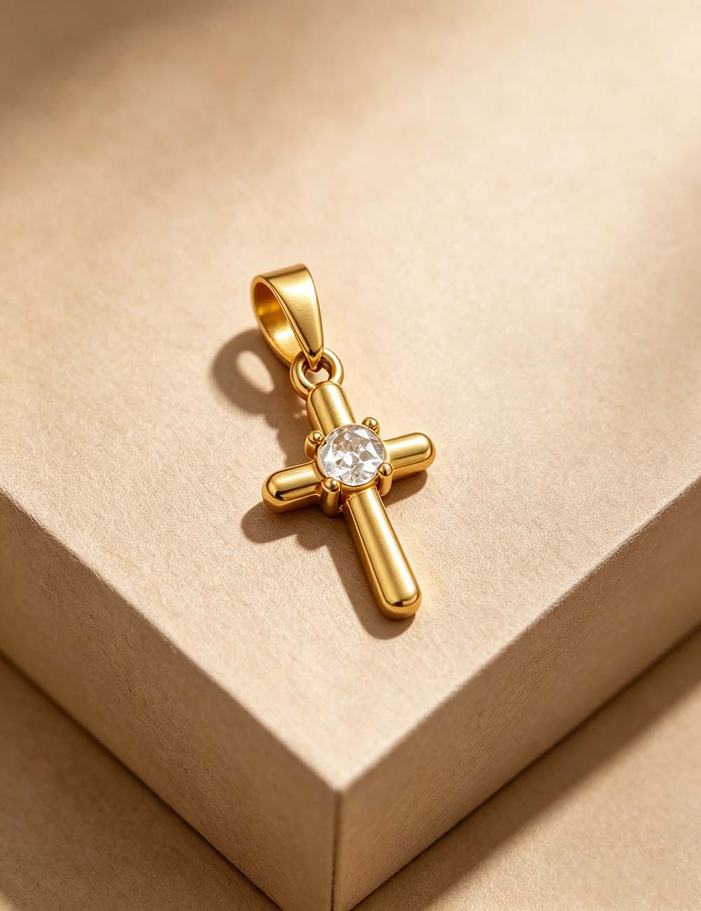 Ladies Gothic Vintage CZ Cross Heart Charm Pendant