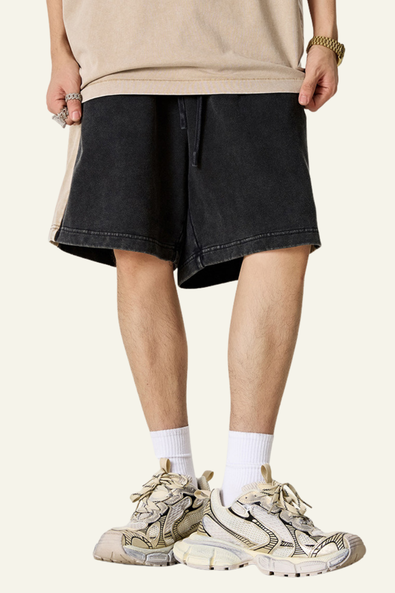 Men's Cotton Streetwear Color-Block Vintage Patchwork Shorts
