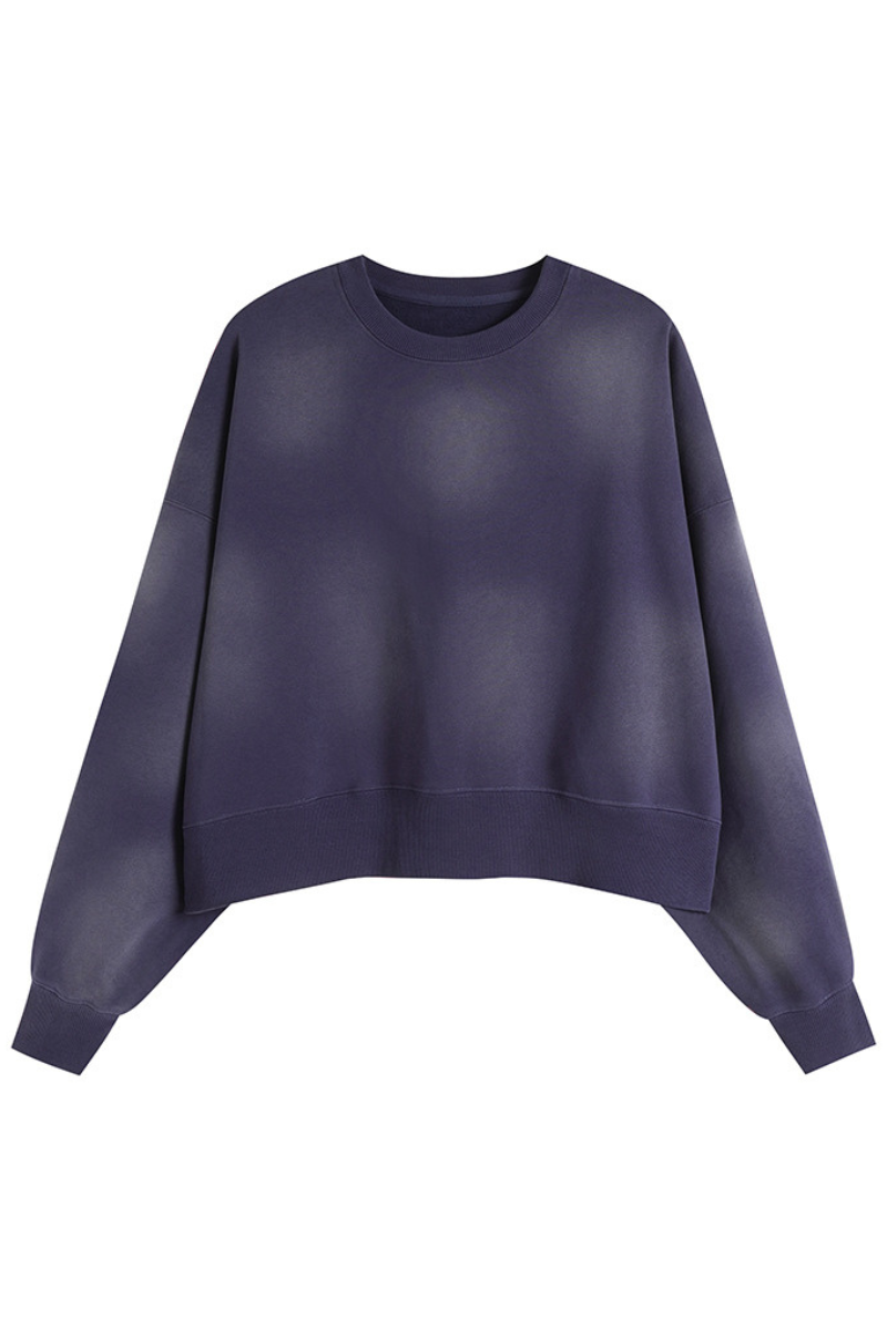 Women's Fall Clothing -Wash Cropped Crew Neck Sweatshirt