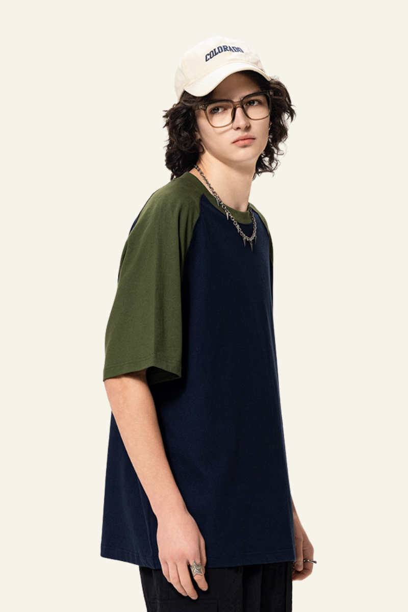 Men's  Cotton Color-Blocked Relaxed T-shirt.
