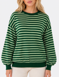 Ladies Stripe Back Cutout Long Sleeve Knit Sweater