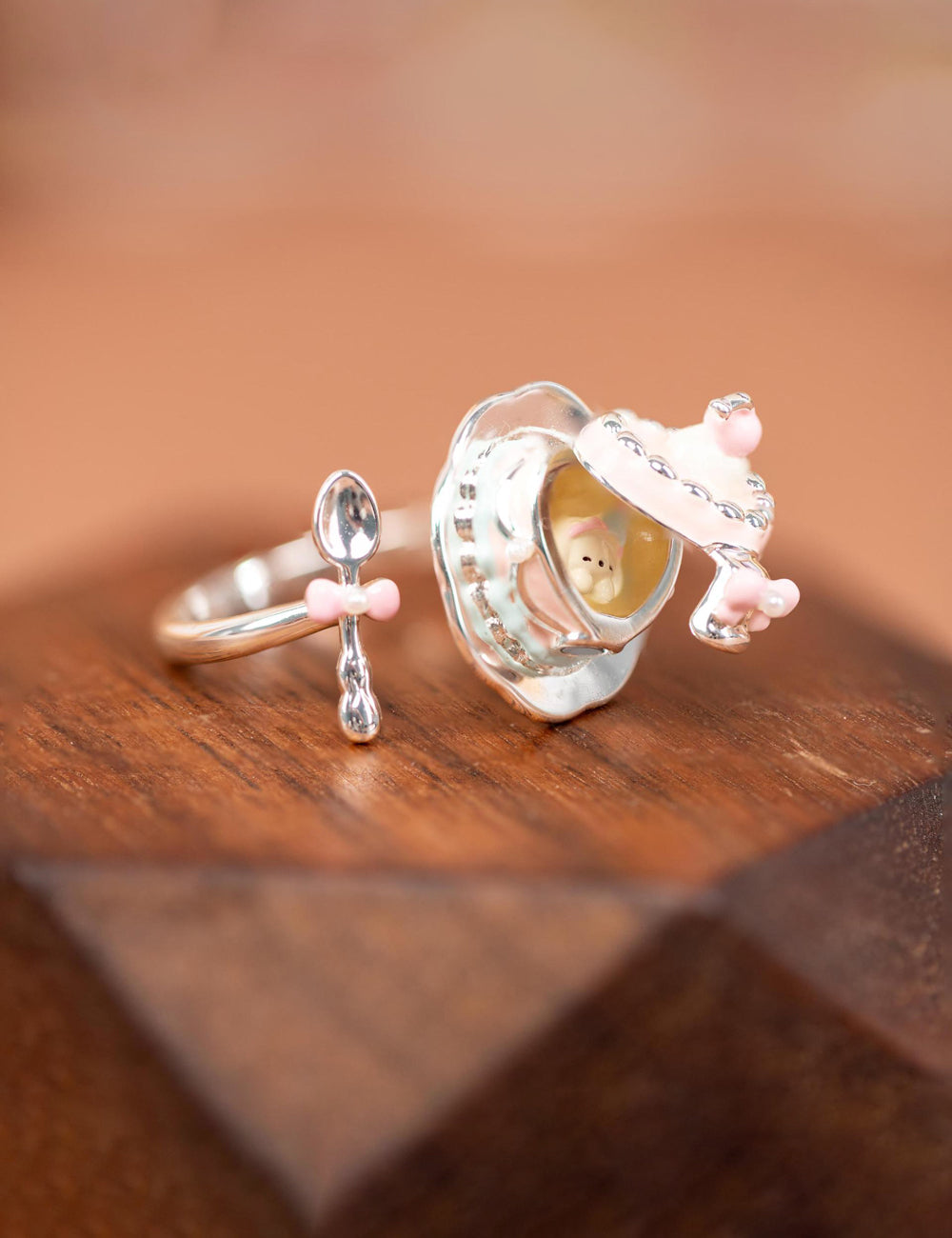 Ladies Cute Teacup Dog Open Ring