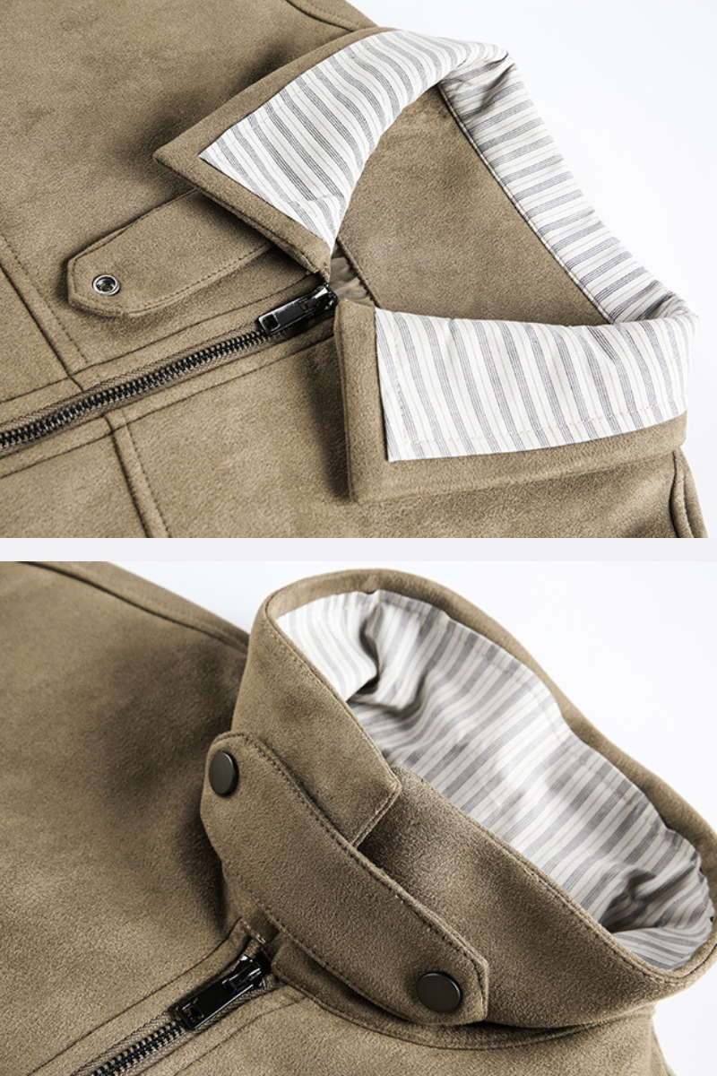Unisex Spring Cleanfit MockLayer Suede Cropped Jacket