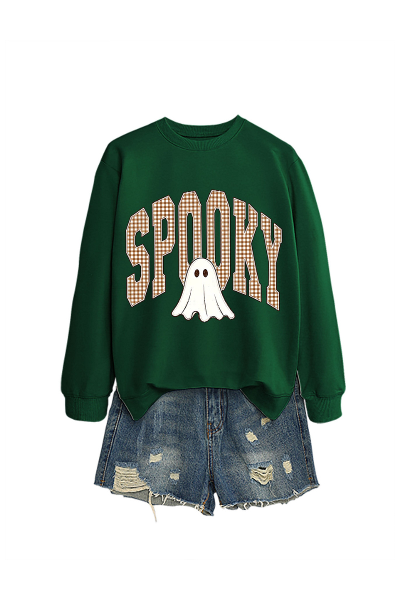 Unisex Fall Clothing Halloween Plaid Ghost Sweatshirt