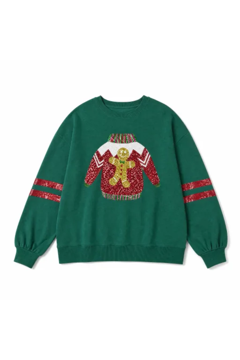 Women Fall Clothing Christmas Sequin Applique Sweatshirt